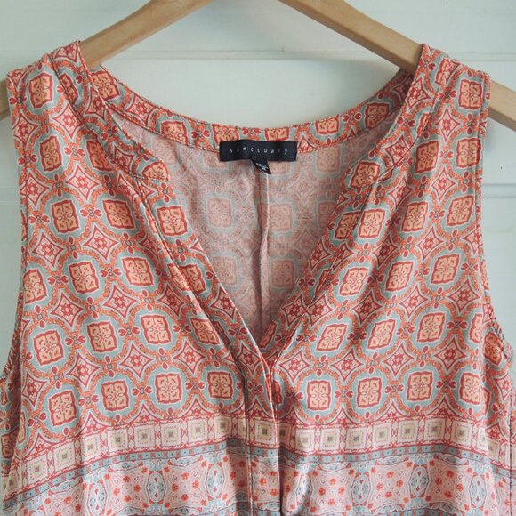 Nordstrom Sanctuary Coral Print Sleeveless Top M - Picture 4 of 10